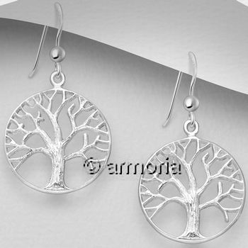 Boucles d'oreilles Arbre de Vie en argent, 1.9 cm