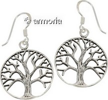 Boucles d'oreilles Arbre de Vie en argent, 1.9 cm