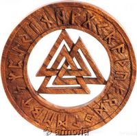 Valknut cerclé de Runes en bois, marron