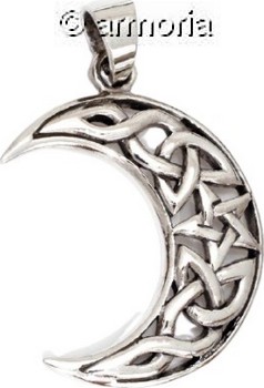 Pendentif Lune Celte et Pentacle en argent