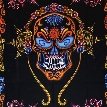 Tenture Crâne DJ Mexicain, 140 x 210 cm