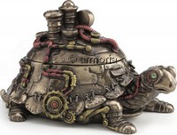 Boite et Figurine Tortue Steampunk en résine aspect bronze