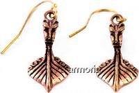 Boucles d'Oreilles Viking Bateau Viking avec Tête de Dragon en bronze 