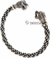 Bracelet Torque Viking têtes de dragons d'Oseberg en plaqué argent 