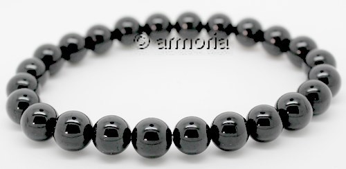 Bracelet de Perles en Tourmaline Noire 8 mm Taille Large