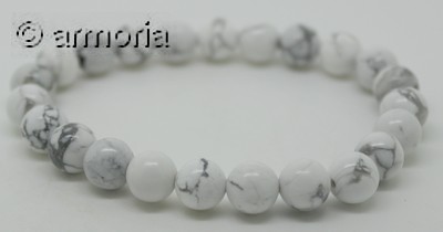 Bracelet de perles en Howlite 8  mm taille L 