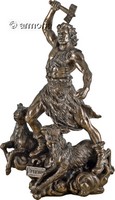 Figurine Dieu Thor et ses Boucs aspect bronze marque Veronese 