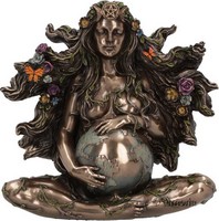 Figurine déesse Gaïa aux papillons aspect bronze marque Veronese 