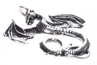 Pendentif Dragon du Feu en argent 4.9 x 3.5 cm