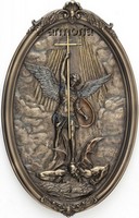 Plaque Murale Saint-Michel terrassant le Dragon aspect bronze Marque Veronese 