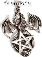 Pendentif Dragon avec Pentacle en argent