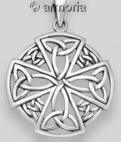 Pendentif Croix Celte avec 4 Triquetras en argent