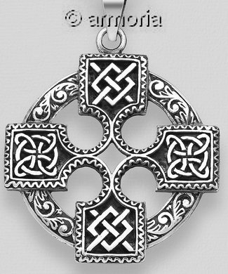 Pendentif Croix Celte aux 4 symboles en argent