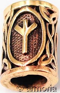 Perle à barbe ou cheveux Rune Algiz en bronze