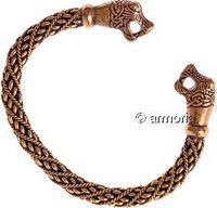 Bracelet Torque Viking têtes de dragons d'Oseberg en bronze Grand Modèle