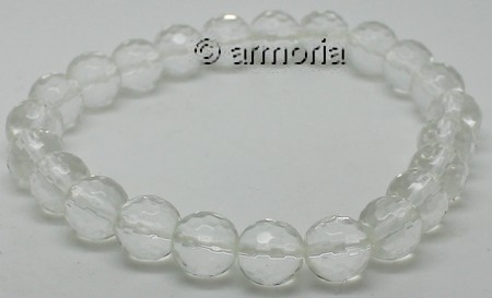 Bracelet de Perles en Cristal de Roche facetté 8 mm Taille Medium 