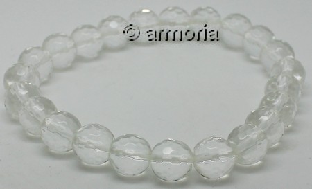Bracelet de Perles en Cristal de Roche facetté 8 mm Taille Medium 
