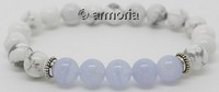 Bracelet de Perles en Howlite et Calcédoine Bleue 8 mm Taille Medium