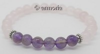 Bracelet de Perles en Quartz Rose et Améthyste 6 mm Taille Small
