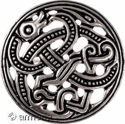 Broche viking en plaqué argent réplique historique style Jelling 