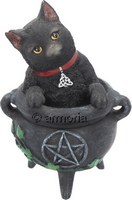 Figurine Chat Noir dans Chaudron au pentacle 