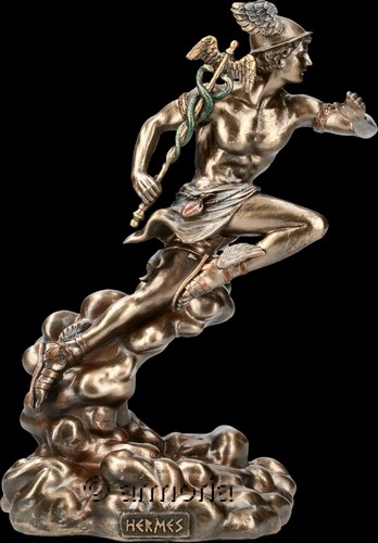 Figurine Dieu grec Hermes aspect bronze marque Veronese 