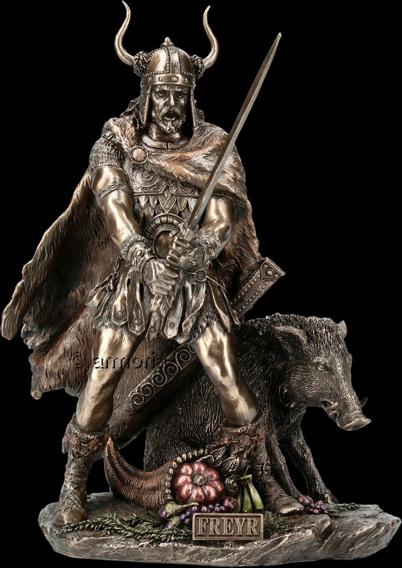 Figurine Dieu nordique Freyr aspect bronze marque Veronese