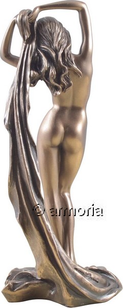 Figurine Femme Nue debout avec drapé aspect bronze marque Veronese 