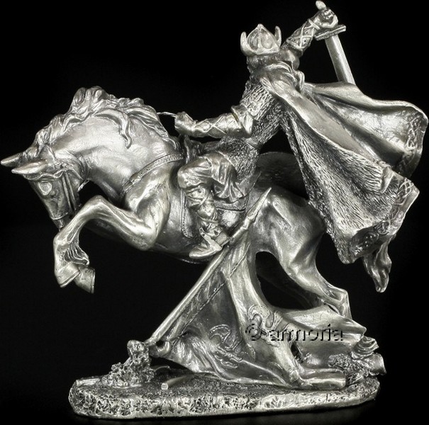 Figurine Guerrier Viking à Cheval en Etain 
