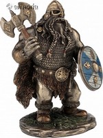 Figurine Guerrier Viking avec Hache en résine aspect bronze 