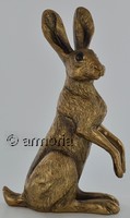 Figurine Lièvre debout aspect bronze 