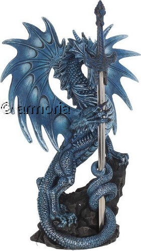 Figurine et Ouvre-lettres Dragon Bleu des Mers par Ruth Thompson 