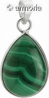 Pendentif Larme Malachite entouré d'argent 