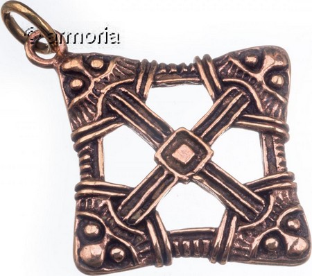 Pendentif Viking Croix à 4 Têtes en bronze 