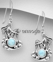 Boucles d'oreilles Sirène en argent et larimar