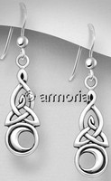 Boucles d'oreilles Entrelacs Celtes et Lune en argent