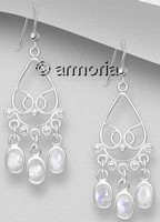 Boucles d'oreilles en argent et 3 pierres de lune