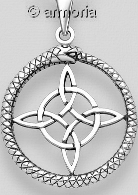 Pendentif Noeud de Sorcière dans Ouroboros en argent 