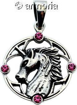 Pendentif Tête de Licorne Cerclée en argent