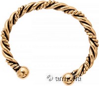 Bracelet Torque torsadé avec boules en Bronze petit modèle