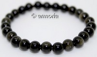 Bracelet de Perles en Obsidienne Dorée 6 mm Taille Small 