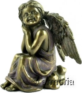 Figurine Ange Pensif aspect bronze Marque Veronese