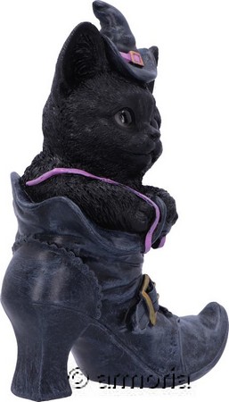 Figurine Chat noir dans une Chaussure de Sorcière 