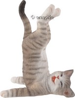 Figurine Chat yoga tigré gris posture épaules marque Veronese 