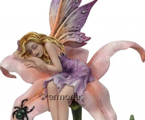 Figurine Fée "Lysia" endormie sur une Fleur 