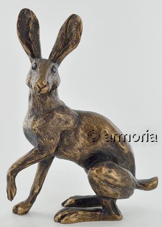 Figurine Lièvre assis aspect bronze