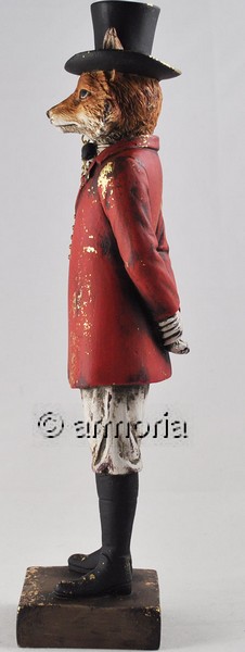 Figurine Rusé Renard anthropomorphe en Costume de Chasse au Pays des Merveilles