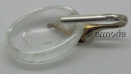 Pendentif Cristal de Roche décoré avec une Feuille en argent 