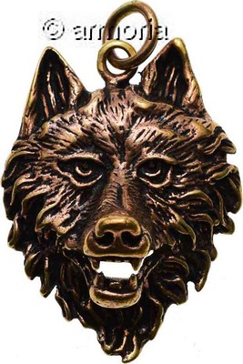 Pendentif Tête de Loup en bronze 