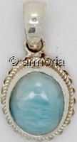 Pendentif ovale en Larimar monté sur Argent 